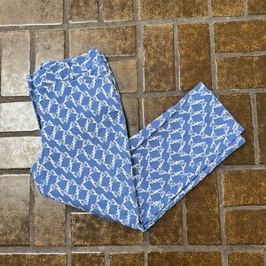 Talbots Periwinkle & White Butterfly Print Perfect Crop Pant
